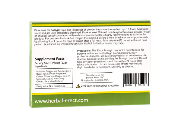 One (1) FREE Regular Strength and Two (2) Extra Strength Herbal Erect for ONLY $23 - Just Pay For Shipping - SYSTEM FOUR CORPORATION